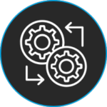 Icon showing interconnected gears representing seamless DMS integration.