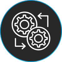 Icon showing interconnected gears representing seamless DMS integration.