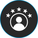 Icon of a person with stars above representing effortless customer connections.