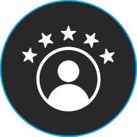 Icon of a person with stars above representing effortless customer connections.